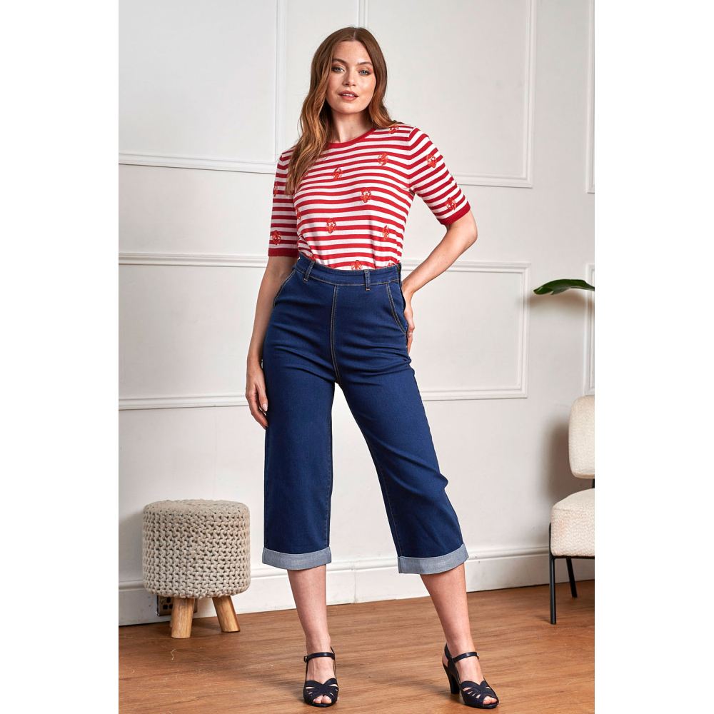 Banned - Mandy Love Denim Capri broek - Blauw